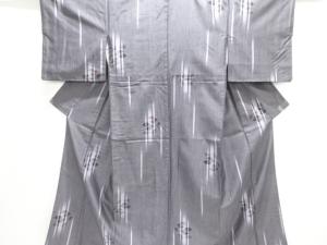 変わり縞に枝花模様織り出し縦節紬着物